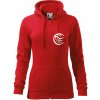 Volejbal lopta prso - Mikina dámska trendy zipper s kapucňou - S ( Červená )