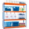 Lakovaný modro-oranžový regál Mamutex Heavy 1800x1200x400 mm – 4 police, nosnosť 2000 kg