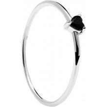 PD Paola Minimalistický strieborný prsteň so srdiečkom Black Heart Silver AN02 224