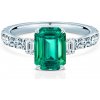 Prsteň SAVICKI: biele zlato, smaragd, diamanty - SAVDES2-BZ-SZM-D-5