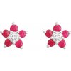 jantario Strieborné náušnice s rubínom Kvet 102379