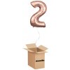 HeliumKing Balónový box - Narodeninové číslo 2 ružovo-zlatý 86 cm