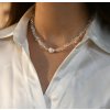 For Silver Náhrdelník choker s kryštálmi a prírodnou sladkovodnou barokovou perlou - Striebro 925
