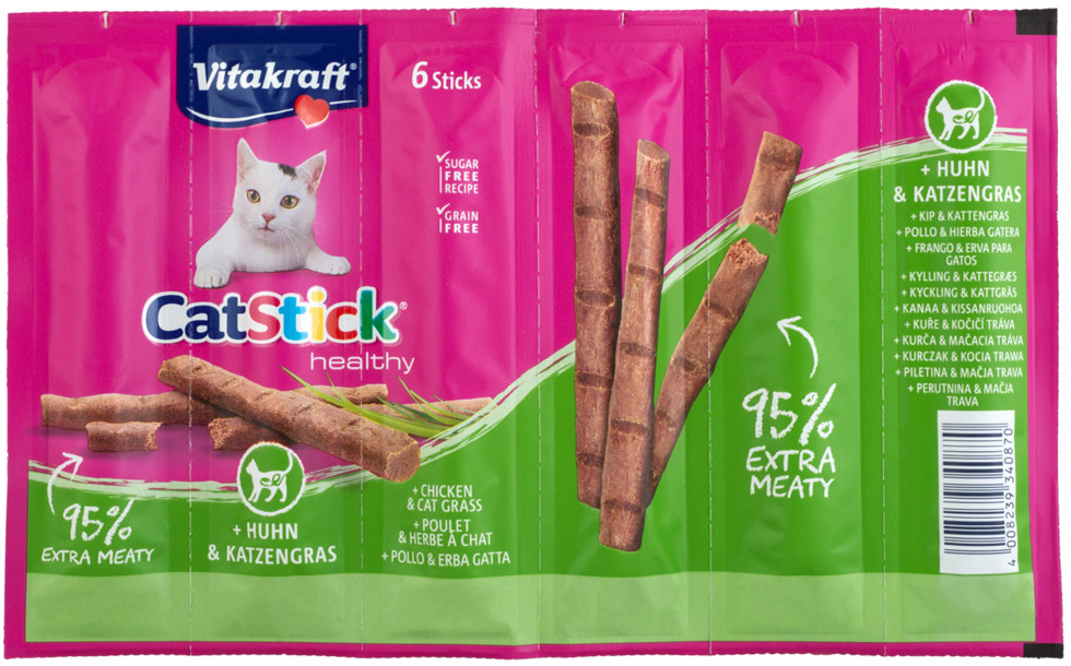 Vitakraft Cat Stick Healthy kuracie & mačacia tráva 12 x 6 g