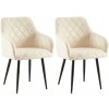 Design-Shop Set 2 jedálenských stoličiek Monett B - zamat, čierny rám - krémová