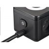 Viking síťový adaptér YC23L, 2x 230 V, 1x USB-A, 2x USB-C, dotykové světlo, délka 1,4 m, černá
