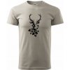 Jeleň z listov - Klasické pánske tričko vyššej gramáže - S ( Ľadovo sivá )