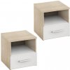 Kondela Nočný stolík, 2 kusy, dub sonoma/biela, GABRIELA