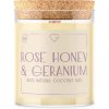 Goodie Svíčka s dřevěným praskajícím knotem - Rose Honey & Geranium 160 g