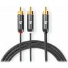 NEDIS PROFIGOLD audio kabel k subwooferu/ RCA zástrčka - 2x RCA zástrčka/ bavlna/ šedý/ BOX/ 3m CATB24000GY30