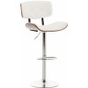 Design-Shop Barová stolička Sarnia - koženka, drevo orech - Biela