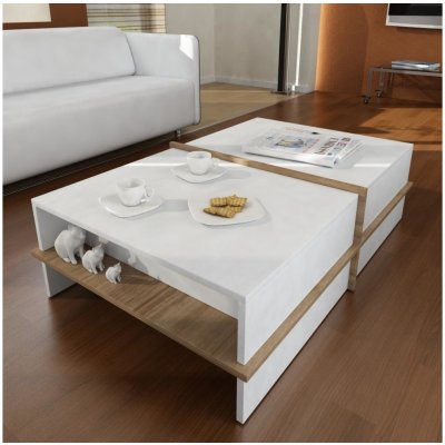 Asir | Konferenčný stolík PLUS 35x90 cm hnedá/biela | AS0825