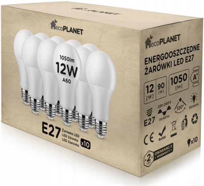 ecoPLANET 6x LED žiarovka E27 12W 1050Lm neutrálna biela