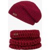 Doke Set Merino háčkovaná čiapka a háčkovaný nákrčník bordo