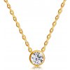 Šperky eshop - Briliantový náhrdelník z 9K zlata - okrúhly diamant v lesklej objímke, tenká retiazka S3BT509.04