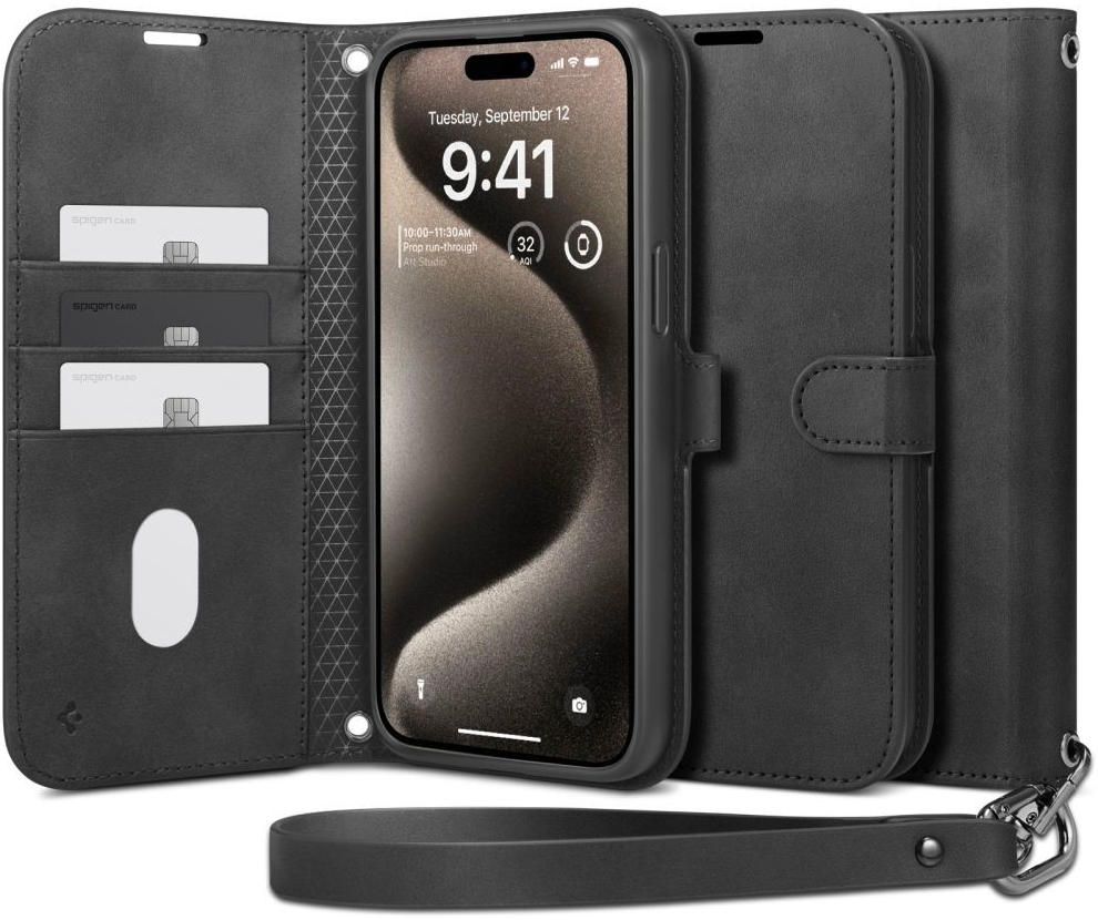 SPIGEN WALLET ”S” PRO IPHONE 15 PRO MAX čierne