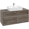 VILLEROY & BOCH Collaro závesná skrinka pod umývadlo na dosku (umývadlo v strede), 4 zásuvky, s LED osvetlením, 1200 x 500 x 548 mm, Stone Oak, C128B0RK