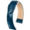 HIRSCH 03427080-2-22 - Louisianalook L - Kožený remienok na hodinky 22 mm modrý