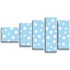 Sablio Obraz - 5-dílný Biele bodky na modrej - 100x60 cm