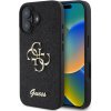 Guess PU Fixed Glitter 4G Metal Logo kryt pre iPhone 16 Plus, čierny 57983122131
