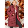 Z6690 ROSNÝ KOŽUŠINOVÝ DÁMSKY KABÁT S KAPUCŇOU-HLADKÝ BORDOVÁ tmavočervená L dewberry 2465430591067