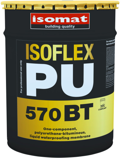 ISOMAT ISOFLEX-PU 570 BT - Tekutá, polyuretán-bitúmenová hydroizolácia Farba: Čierna, Hmotnosť: 23 kg