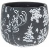 Betónový obal na kvetináč Winter deer​, 16,5 x 13,5 cm