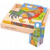 Drevené kocky Bigjigs BJ798 Farma puzzle 9 dielikov