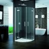 SanSwiss Pur - Čtvrtkruh s dvoukřídlými dveřmi s vyrovnávacími profily, šířka 90 cm, rádius 55 cm - barva chrom, sklo čiré PU4P550901007