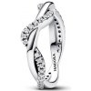 Pandora Zvlnený strieborný prsteň so zirkónmi Timeless 193098C01 54 mm