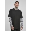 Oversized Double Layer Striped LS Tee Black šedá XXL Urban Classics 4053838558805