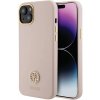 Guess GUHCP15SM4DGPP Tvrdé ružové silikónové puzdro Silicone Logo Strass 4G pre iPhone 15 6,1