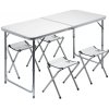 Stôl kempingový skladací Cattara Double + 4 stoličky - šedý