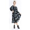 Čierne/svetlomodré dámske kvetinové kimono šaty s okrúhlym výstrihom Ann Gissy (XY202116) odstíny černé XL (42)