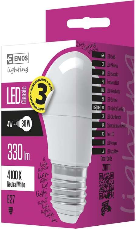 Emos LED žiarovka Classic mini globe 4W E27 neutrálna biela