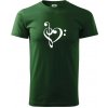 Husľový kľúč srdce - Klasické pánske tričko vyššej gramáže - 3XL ( Fľaškovozelená )