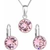 MSPERK Sada šperkov s krištáľmi Swarovski náušnice, retiazka a prívesok ružové okrúhle Ag 925/1000