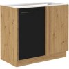 Tempo Kondela Spodná kuchynská skrinka, čierny mat/dub artisan, MONRO 105 ND 1FFBB