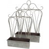Clayre & Eef 2ks sivý antik kovový kvetináč s okrasou - 49 * 15 * 70 cm / 38 * 12 * 55 cm - Clayre & Eef