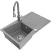Mexen Cesar, 1-komorový granitový drez 775x470x190 mm a drezová batéria Savita, šedá, 6514-71-672601-71
