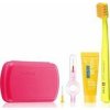 Curaprox Travel Set zubná kefka + CPS medzizubné kefky 2 ks + zubná pasta 10 ml darčeková sada, magenta