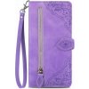 Peňaženkové puzdro Embossing Pattern Leaf case fialové – T Phone 2 Pro