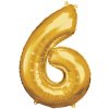 Nafukovací balónik číslo 6 zlatý 66 cm