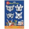 Maska škraboška 3D papírová 4ks sova, jelen, zajíc, superhrdina