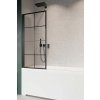 RADAWAY NES BLACK PNJ I FACTORY 50cm ľavá vaňová zástena sklápacia jednodielna, profil čierny, sklo factory, 10011050-54-55L