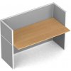 Kancelársky písací stôl PRIMO s paravánmi, nástenka, 1 miesto, sivá/buk