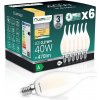 6x LED žiarovka E14 sviečka BA35 2,2W 470lm = 40W 2700K teplá biela 360° Filament CLASS A LUMILED