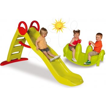 SMOBY 310192-1 set šmykľavka Toboggan Funny a obojstranná hojdačka Tuleň s vodotryskom