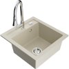 Mexen Vito, 1-komorový granitový drez 490x520x210 mm a drezová batéria Elia, béžová, 6503-69-670101-00