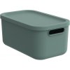 Úložný box, rovný s vekom, 12 l, matne zelený ALBU LIGHT, 40x24x18